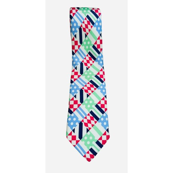 Vineyard Vines Kentucky Derby Silk Tie Patchwork Print 60" USA - Picture 1 of 4